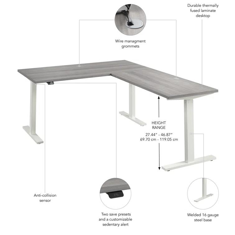 Bush Business Furniture Bush Business Furniture Move 60 Series Height Adjustable L Shaped Standing Desk