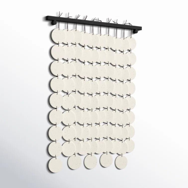 Speckled Cream Ceramic Wall Hanging with Brown Rope