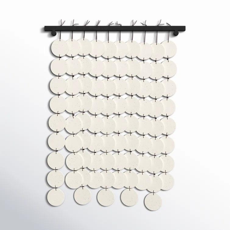 Speckled Cream Ceramic Wall Hanging with Brown Rope