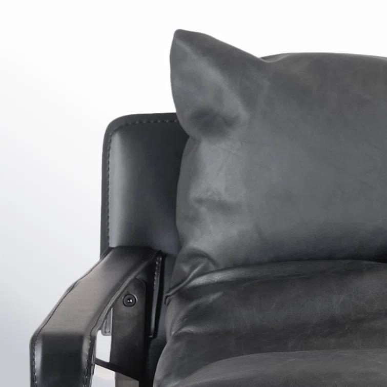 Contemporary Black Leather Metal Accent Chair