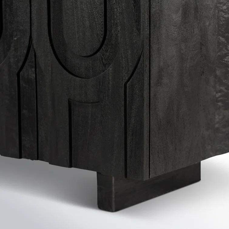 Dark Totem Black Reclaimed Wood Media Console with Cabinet