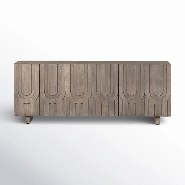 Maya Aged Grey 72" Reclaimed Wood Media Console with Cabinet