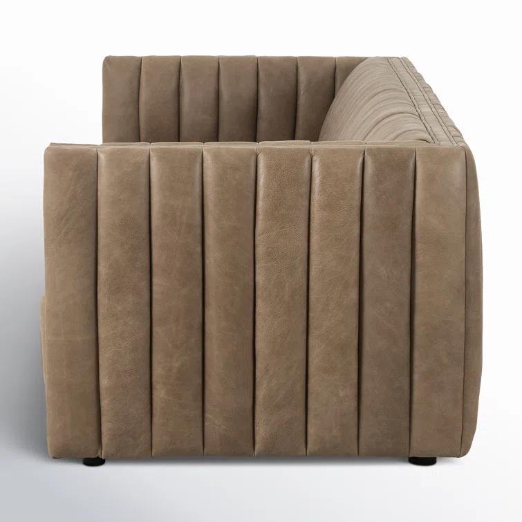 Palermo Drift Tufted Leather Sofa with Wood Frame