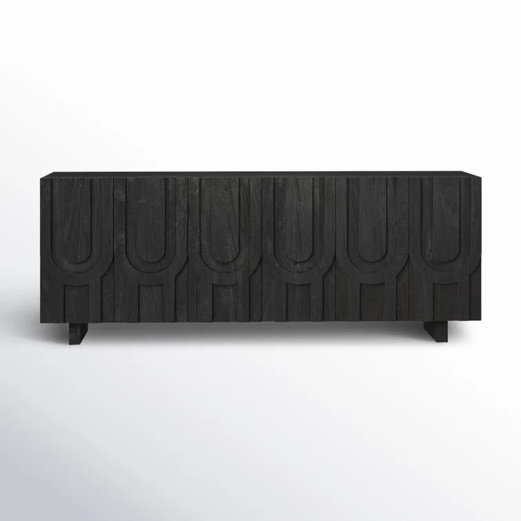 Dark Totem Black Reclaimed Wood Media Console with Cabinet