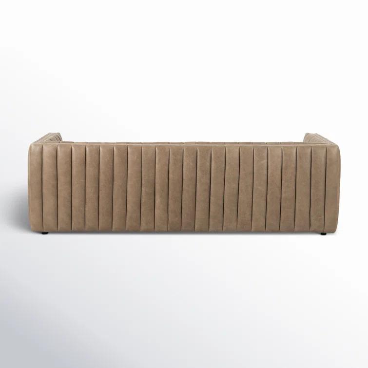 Palermo Drift Tufted Leather Sofa with Wood Frame