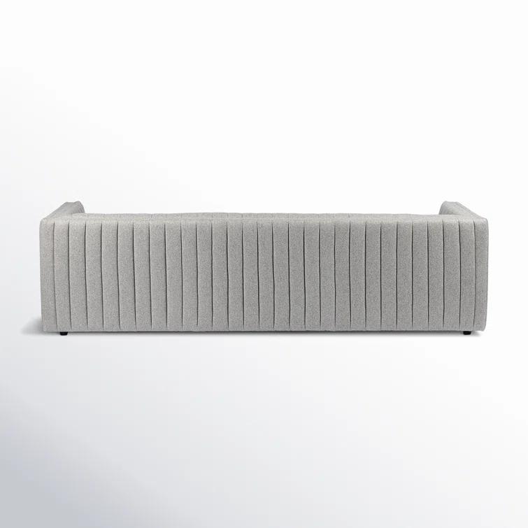 Orly Natural Gray Tufted Leather Stationary Sofa