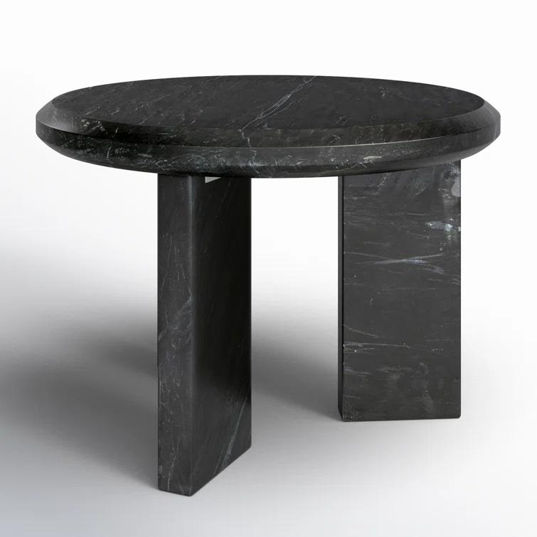 Small Round Black Marble Nesting Coffee Table with Storage