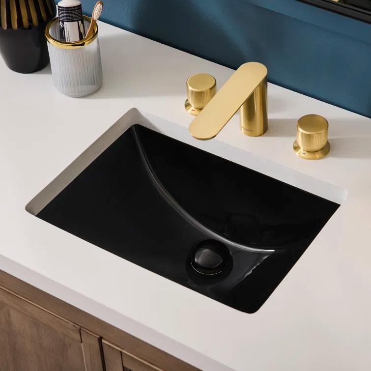 Ruvati 17 x 12 inch Undermount Bathroom Rectangular Porcelain Ceramic Sink with Overflow