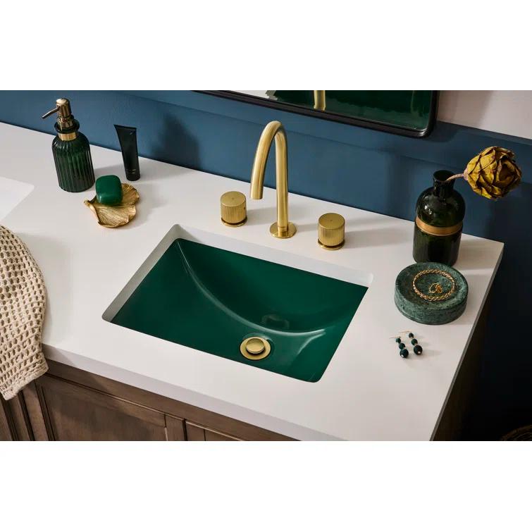 Ruvati 17 x 12 inch Undermount Bathroom Rectangular Porcelain Ceramic Sink with Overflow