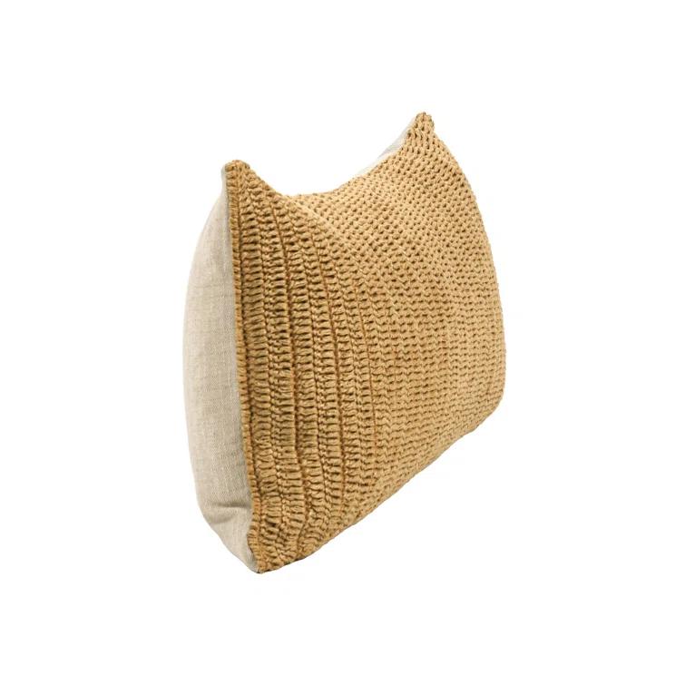 Honey Knitted Linen Rectangular Throw Pillow