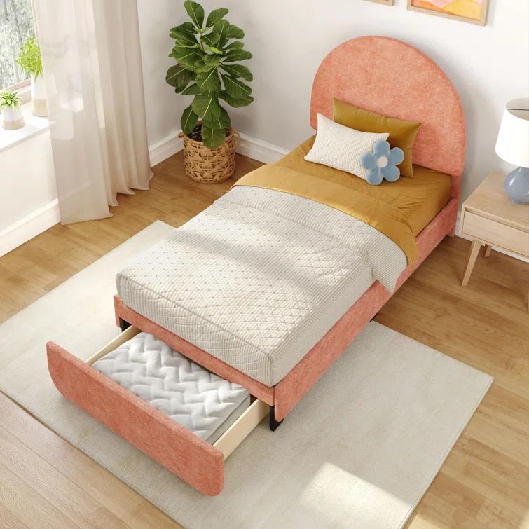 Isabelle & Max™ Avaah Solid Wood Panel Bed with Arch Headboard with 1 Drawer End Storage