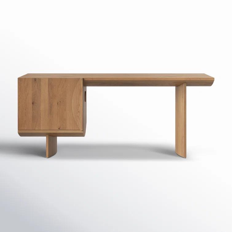 Contemporary Modern Home Office Desk in Warm Grey-Brown Oak Veneer