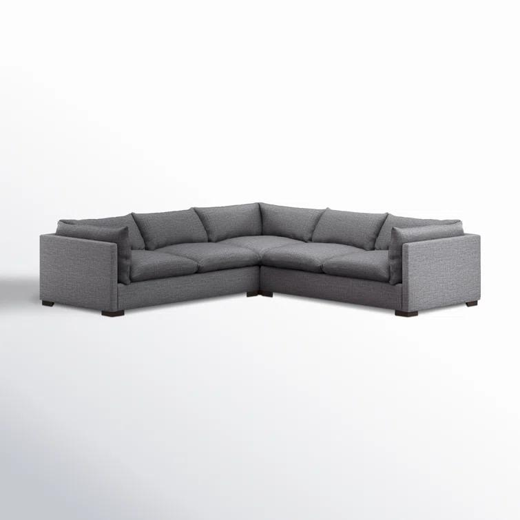 Bennett Charcoal Three Piece Solid Wood Sectional Sofa
