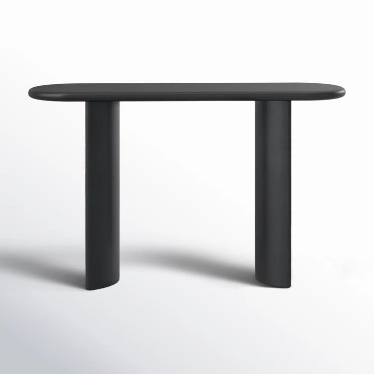 Aged Black Acacia Solid Wood Demilune Console Table
