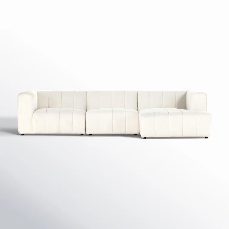Fayette Cloud White Tufted Fabric 3-Piece Sectional Sofa