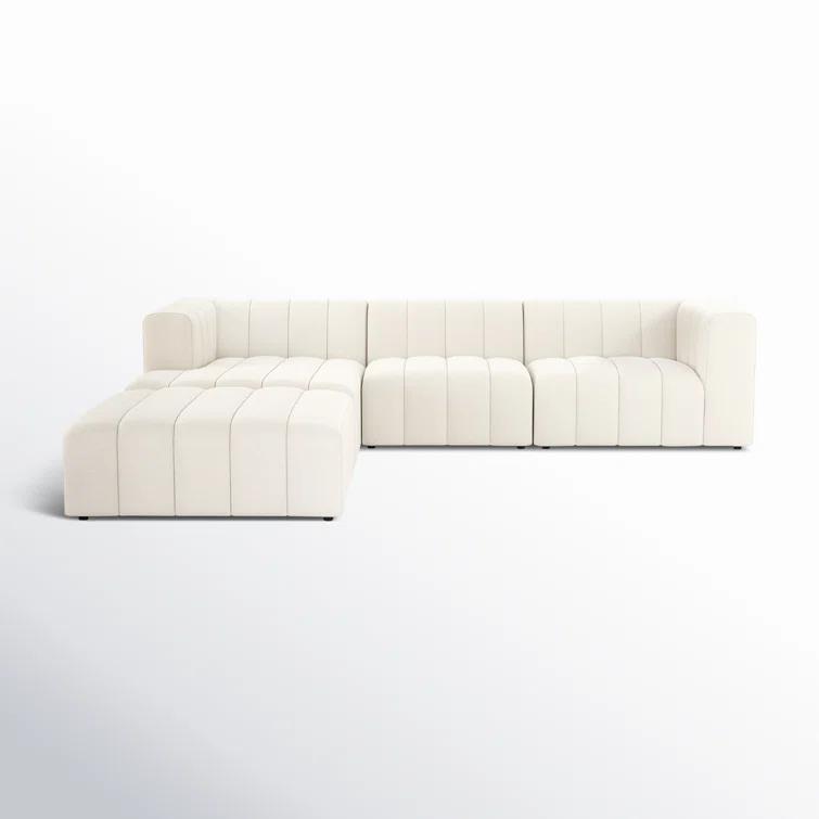 Fayette Cloud Tufted Faux Leather 3-Piece Sectional with Ottoman