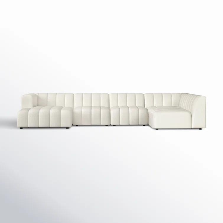 Fayette Cloud Tufted Faux Leather 5-Piece Sectional Sofa
