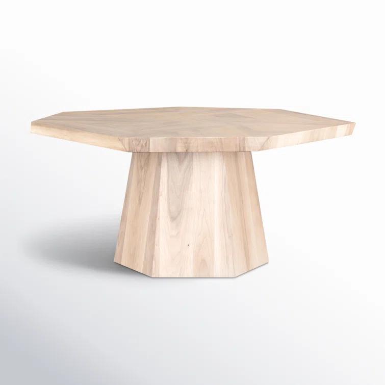 Casual Round Walnut Wood Dining Table for Six