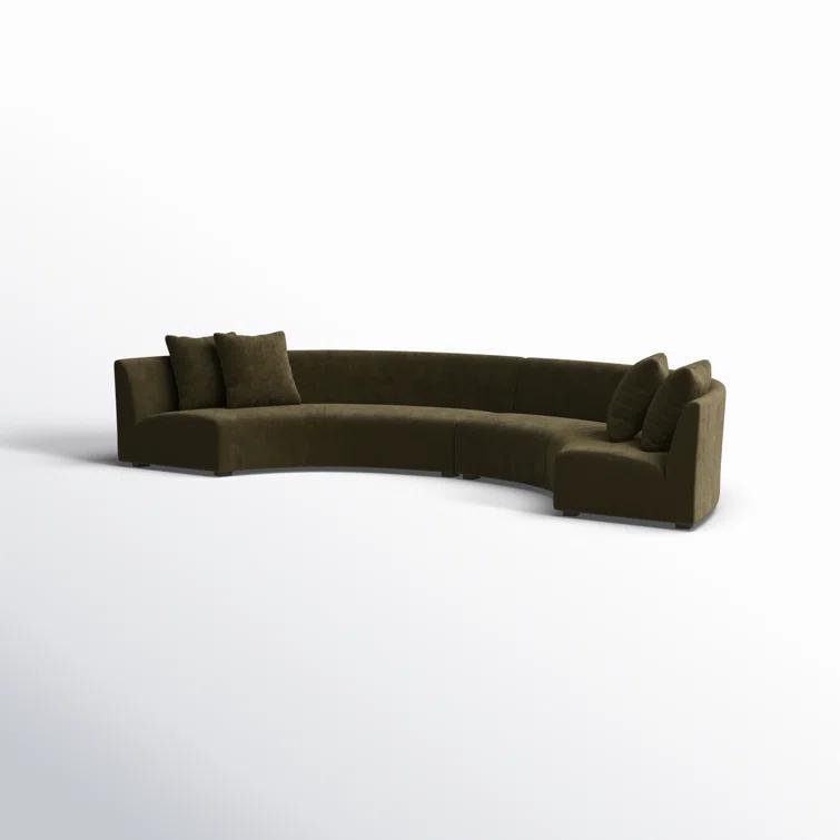 Saban 2-Piece Curved Sectional Sofa - Olive Velvet