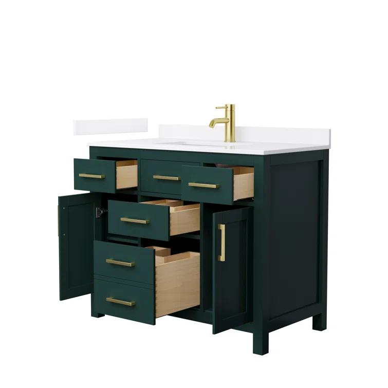 Wyndham Collection Beckett 42" Freestanding Single Bathroom Vanity with Quartz Top