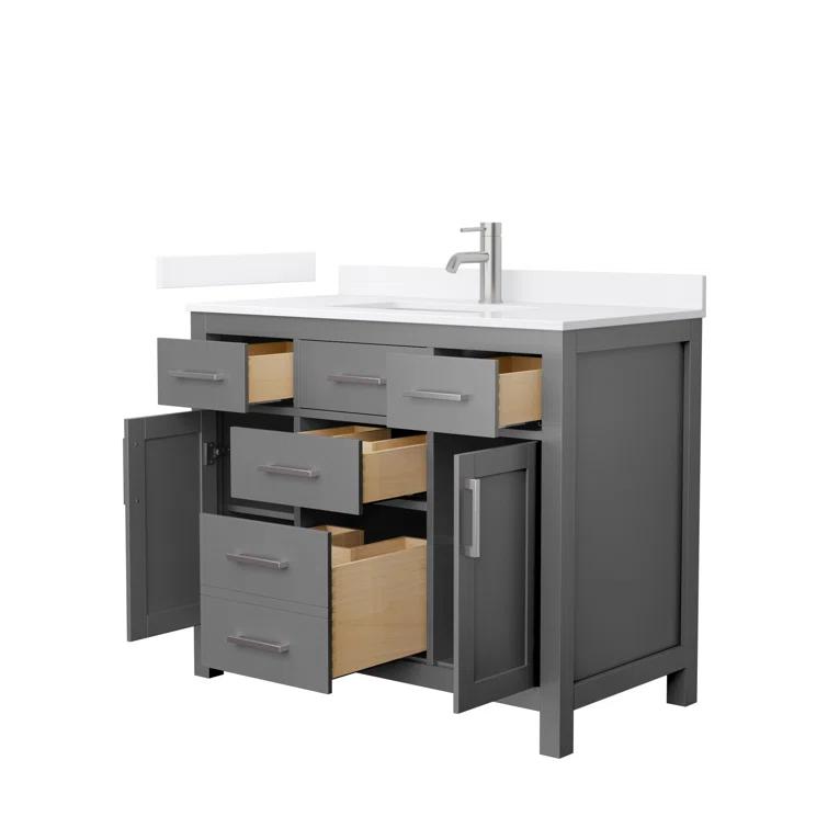 Wyndham Collection Beckett 42" Freestanding Single Bathroom Vanity with Quartz Top