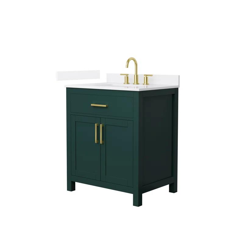 Wyndham Collection Beckett 30" Freestanding Single Bathroom Vanity with Quartz Top