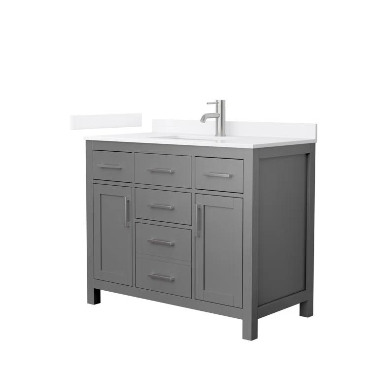 Wyndham Collection Beckett 42" Freestanding Single Bathroom Vanity with Quartz Top
