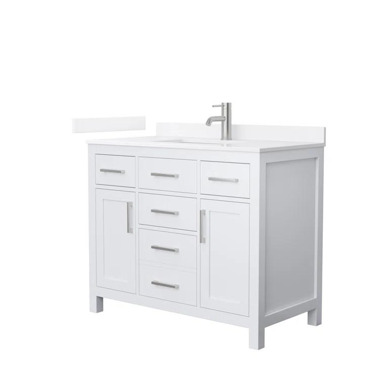 Wyndham Collection Beckett 42" Freestanding Single Bathroom Vanity with Quartz Top