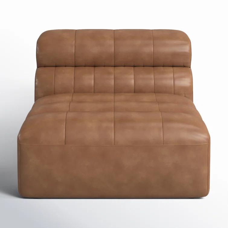 Ramsay 144" Brown Leather Slipper Sofa with Wood Frame