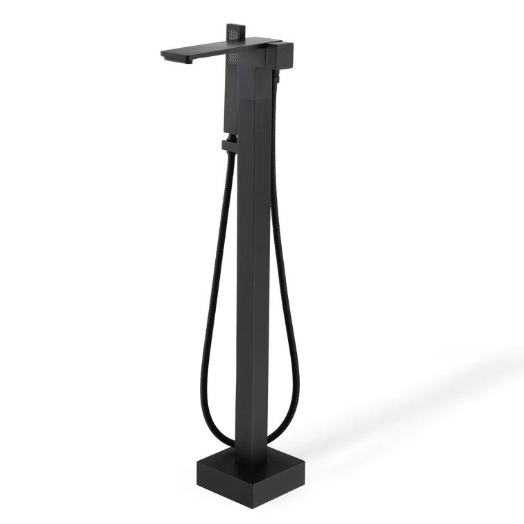 mondawe Single Handle Floor Mounted Freestanding Tub Filler with Diverter MDLT0055-MB