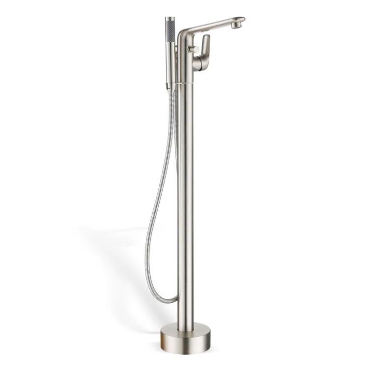 mondawe Single Handle Floor Mounted Freestanding Tub Filler with Diverter MDLT0054-BN