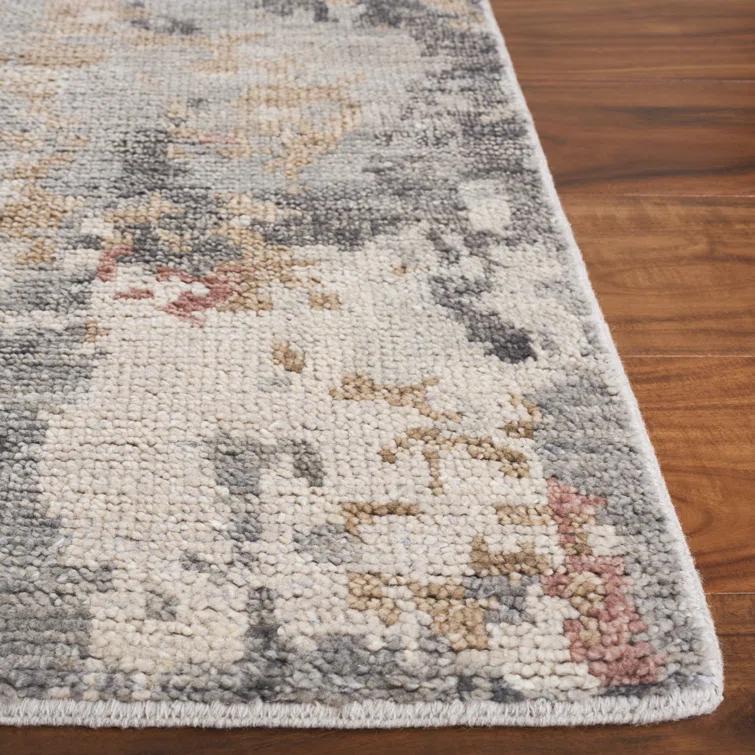 Safavieh Abstract Hand Knotted Wool/Cotton Abstract Rug in Gray/Ivory | Wayfair