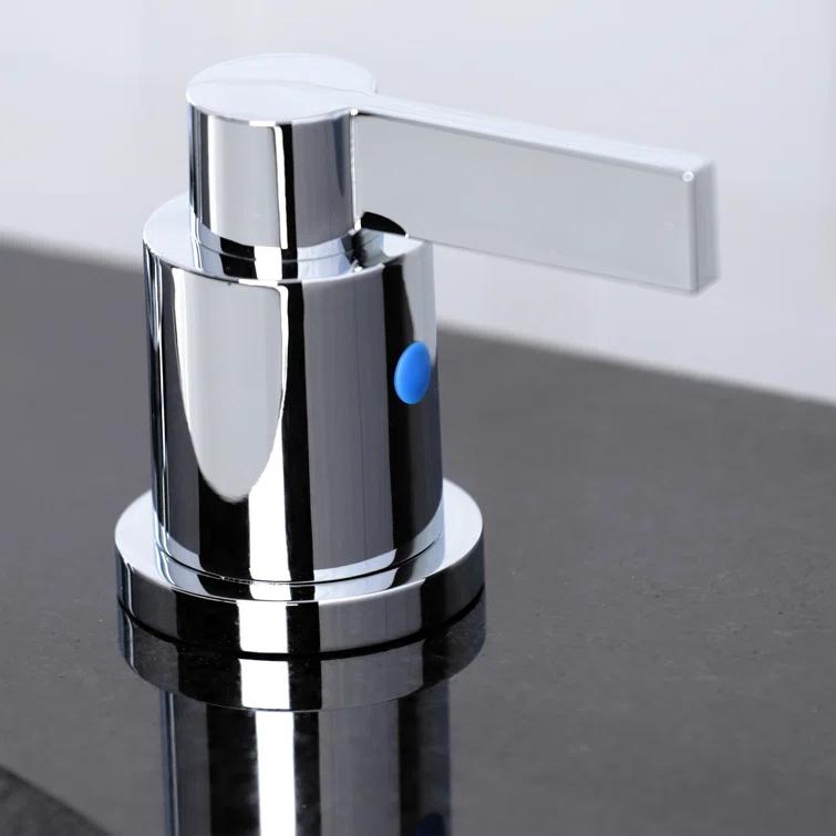 Kingston Brass NuvoFusion Two-Handle 3-Hole Deck Mount Widespread Bathroom Faucet with Brass Pop-Up Drain