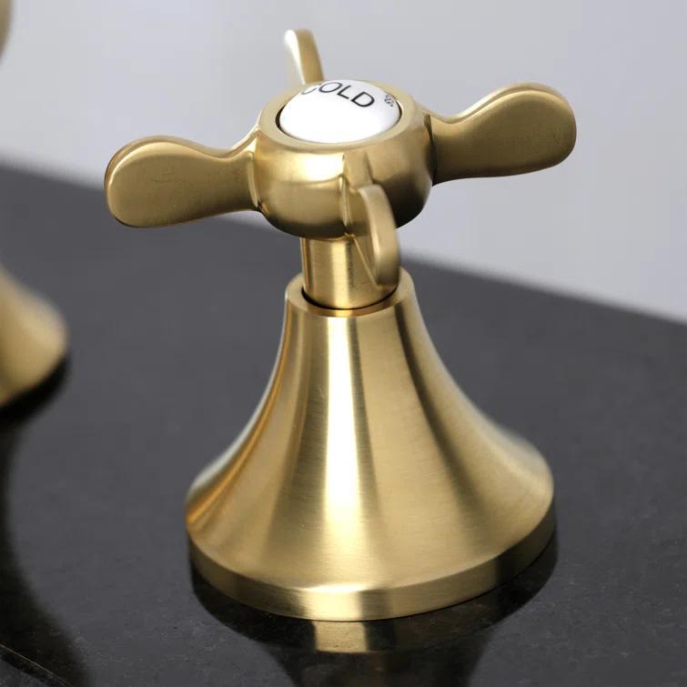 Kingston Brass Essex Two-Handle 3-Hole Deck Mount Widespread Bathroom Faucet with Brass Pop-Up Drain