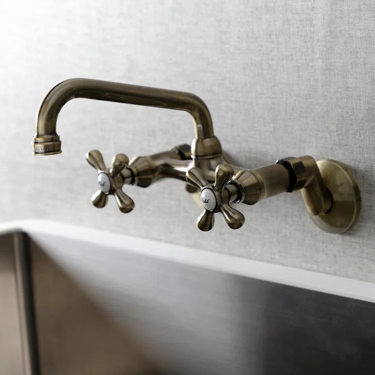 Kingston Brass Kingston Double-Handle 2-Hole Wall-Mount Bridge Kitchen Faucet