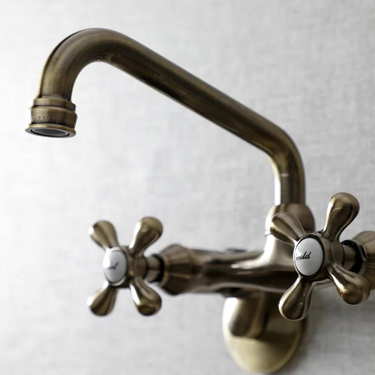 Kingston Brass Kingston Double-Handle 2-Hole Wall-Mount Bridge Kitchen Faucet