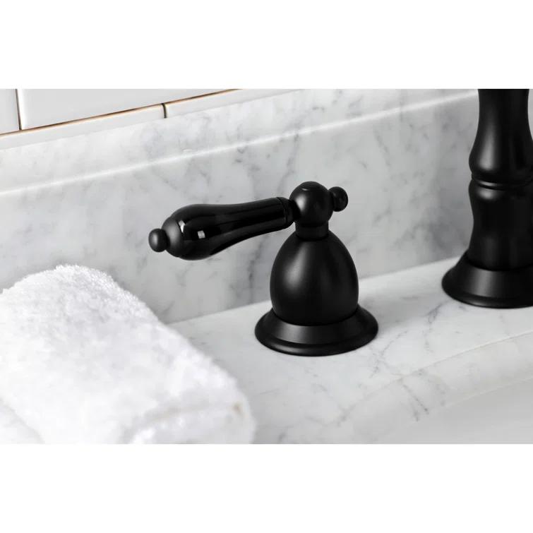 Kingston Brass Duchess Two-Handle 3-Hole Deck Mount Widespread Bathroom Faucet with Brass Pop-Up Drain