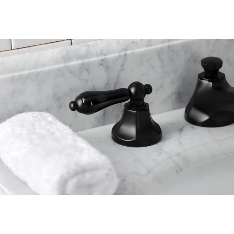 Kingston Brass Duchess Two-Handle 3-Hole Deck Mount Widespread Bathroom Faucet with Brass Pop-Up Drain