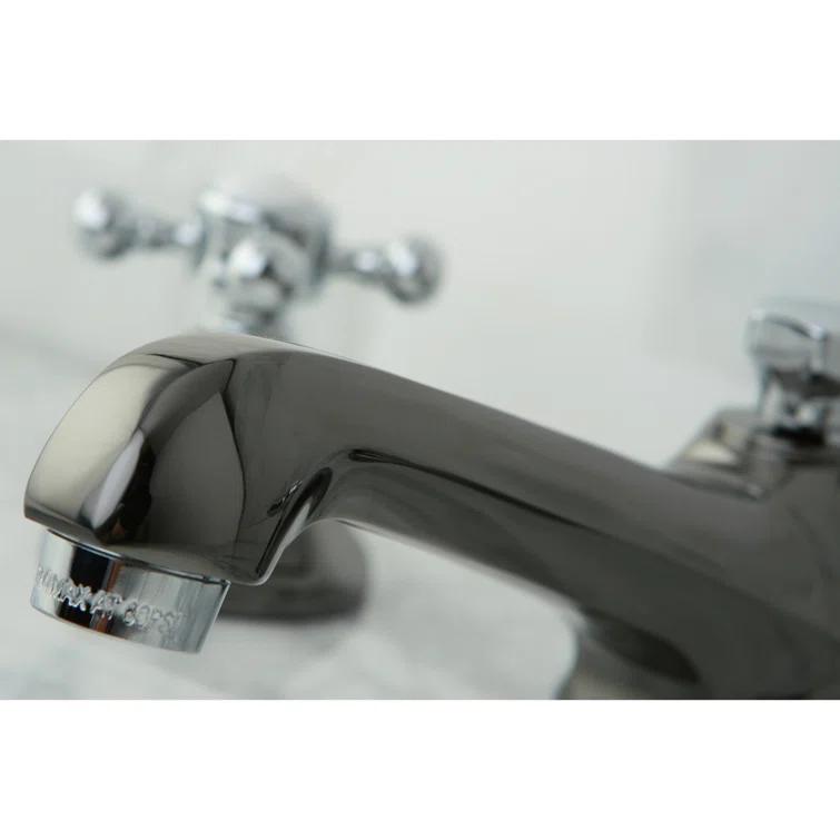 Kingston Brass NS4467BX Kingston Brass Water Onyx Two-Handle 3-Hole Deck Mount Widespread Bathroom Faucet with Brass Pop-Up Drain
