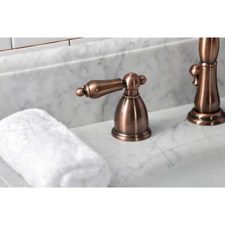 Kingston Brass KB197ALAC Kingston Brass Heritage Two-Handle 3-Hole Deck Mount Widespread Bathroom Faucet with Brass Pop-Up Drain