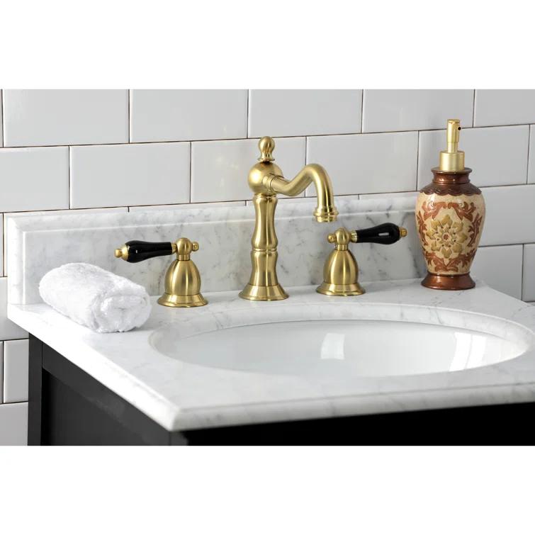 Kingston Brass Duchess Two-Handle 3-Hole Deck Mount Widespread Bathroom Faucet with Brass Pop-Up Drain