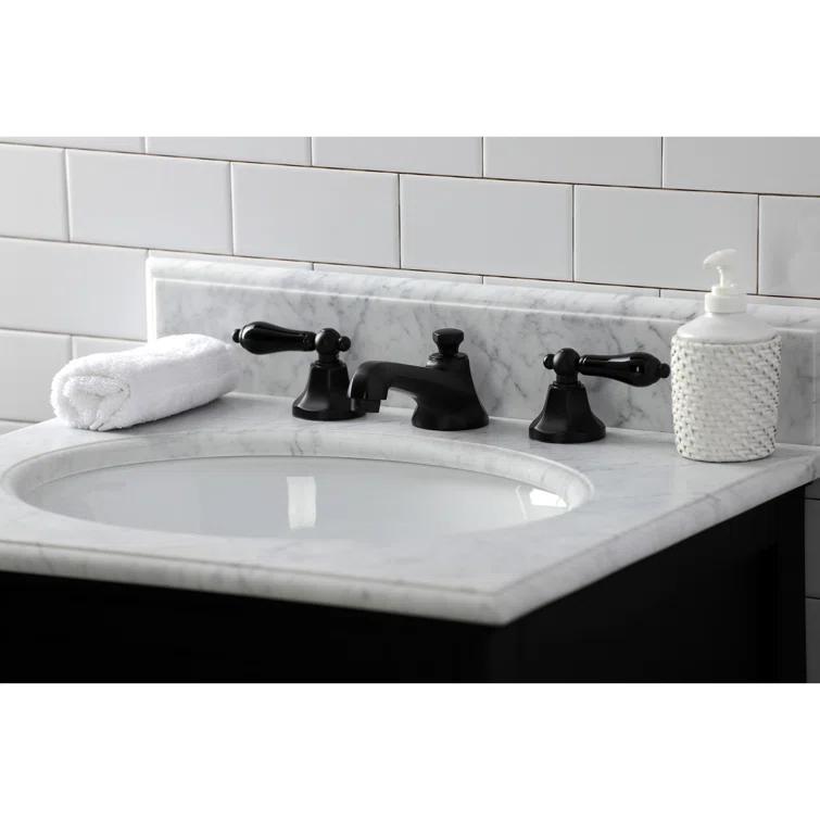 Kingston Brass Duchess Two-Handle 3-Hole Deck Mount Widespread Bathroom Faucet with Brass Pop-Up Drain