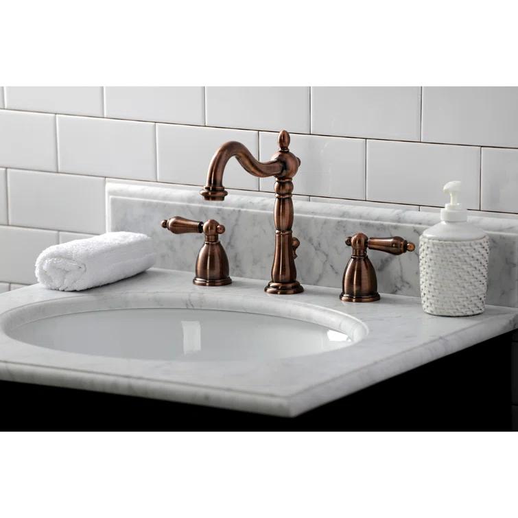 Kingston Brass KB197ALAC Kingston Brass Heritage Two-Handle 3-Hole Deck Mount Widespread Bathroom Faucet with Brass Pop-Up Drain
