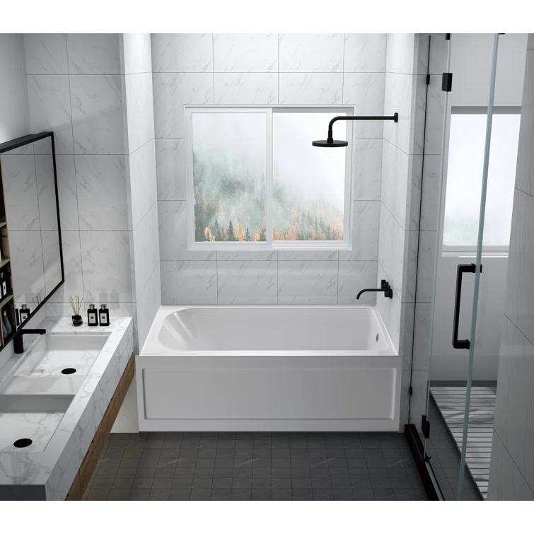 Kingston Brass Aqua Eden 60-Inch Acrylic Rectangular 3-Wall Alcove Tub with Anti-Skid Surface