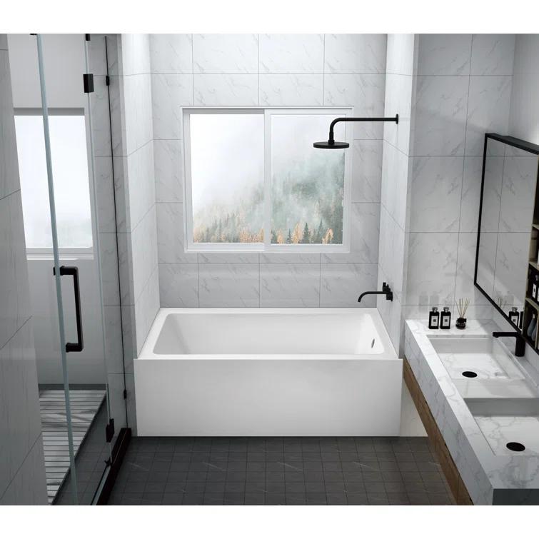 Kingston Brass VTAP6032R22C Kingston Brass Aqua Eden 60-Inch Acrylic Rectangular 3-Wall Alcove Tub with Anti-Skid Surface