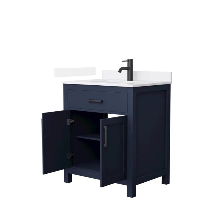 Wyndham Collection Beckett 30" Freestanding Single Bathroom Vanity with Quartz Top