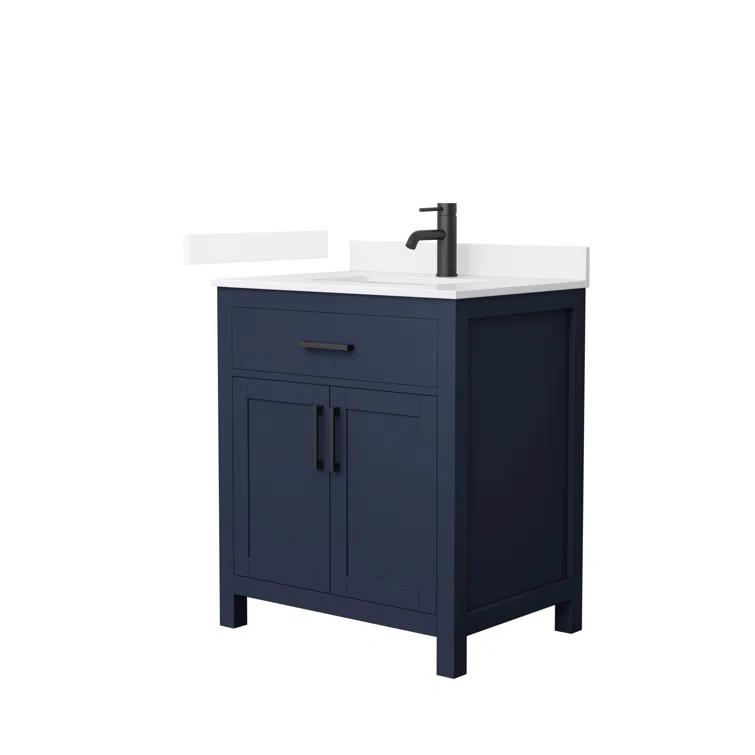 Wyndham Collection Beckett 30" Freestanding Single Bathroom Vanity with Quartz Top