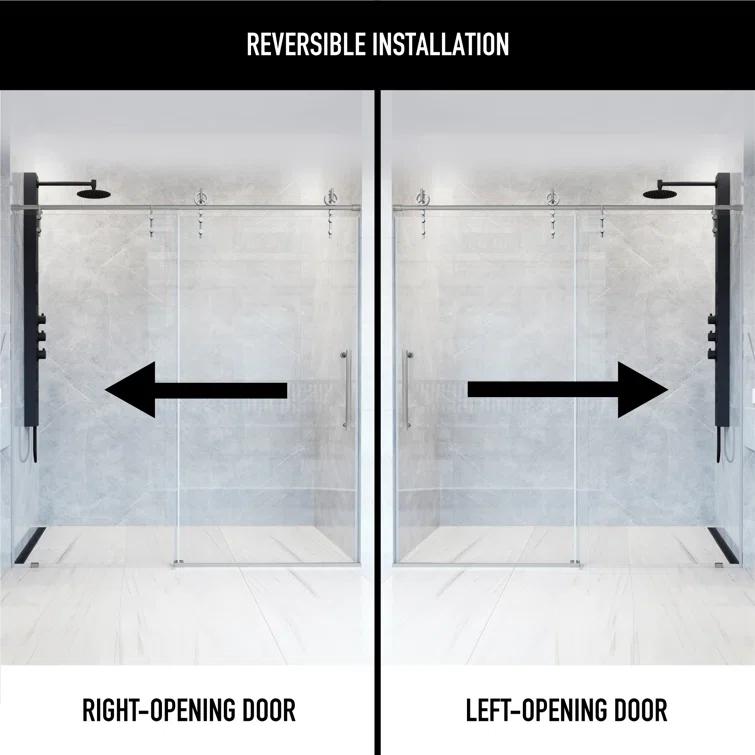 Hamilton 56-60" W x 78" H Sliding Frameless Shower Door with 3/8" Clear Glass