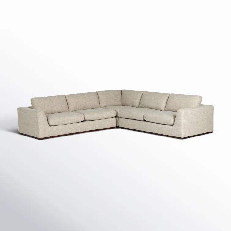 Aldred Silver Contemporary 120" Flared Arm Sectional Sofa