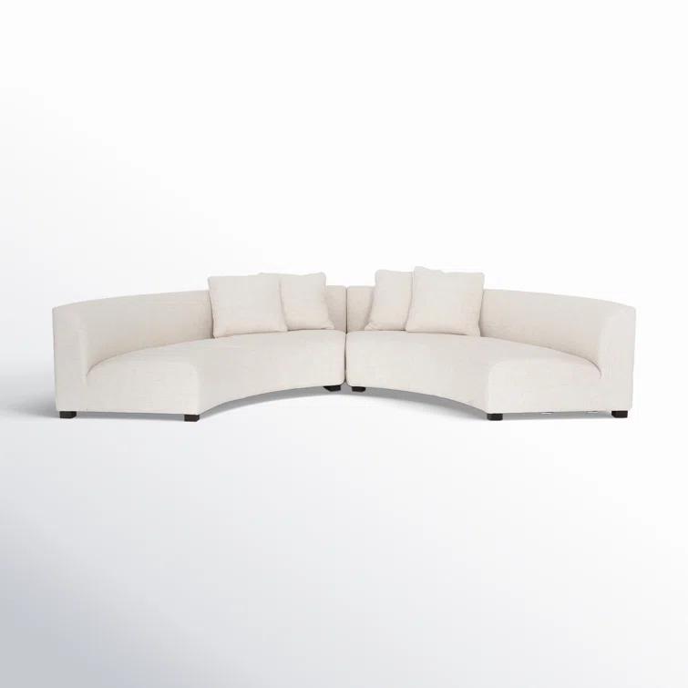 Saban 2-Piece Curved Sectional Sofa - Ivory Linen